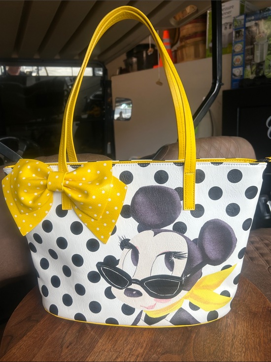 Disney Handbags - Disney Signature Collection Polka Dot Minnie Tote with Yellow Bow and Handles